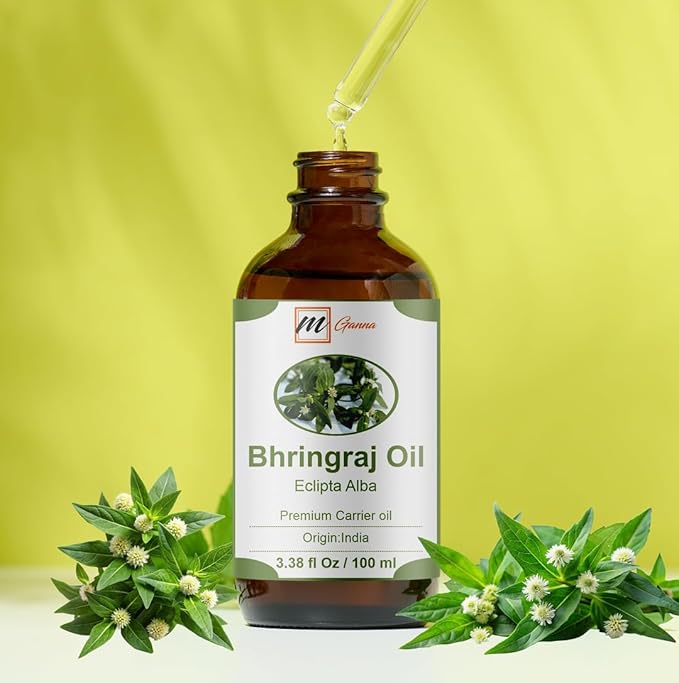 Natural Bhringraj Oil 3.38 Fl Oz / 100 ml for Skin Care, Hair Care, Scalp Massage & Body Massage