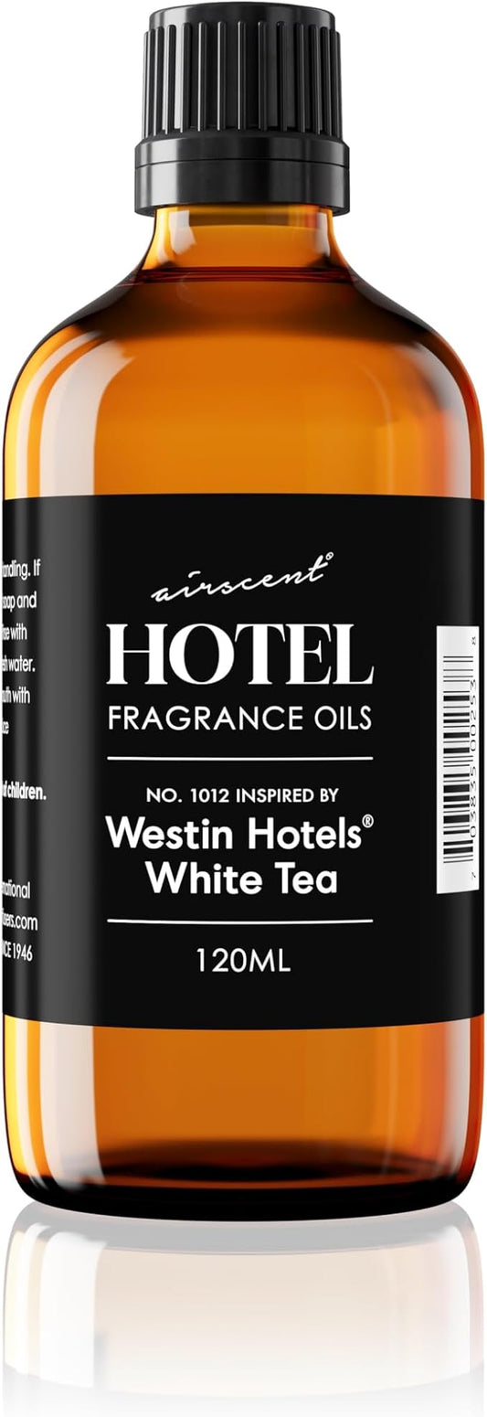 AirScent Hotel Diffuser Oil Inspired by Westin White Tea Hotel Scent - Fragrance Oil No. 1012 for Ultrasonic and Waterless Diffusers and Crafting - 120 mL, 4 fl oz Glass Dropper Bottle