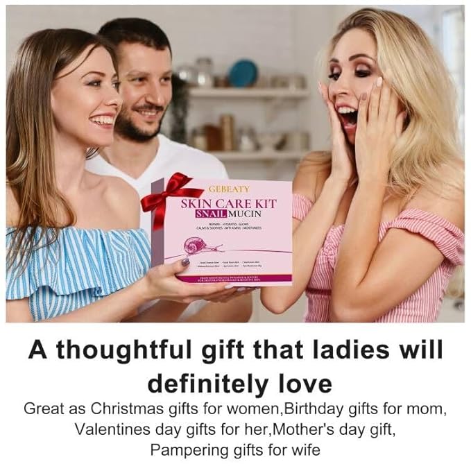 Gifts for Women,Skin Care Set,Anti-aging Moisturizing Repair Soothing Snail Mucin Serum Hydrating Facial Skin Care Routine Kit for Dull Skin & Dry Skin,Travel Skincare Gift Set Teenage Teen Girl Gifts