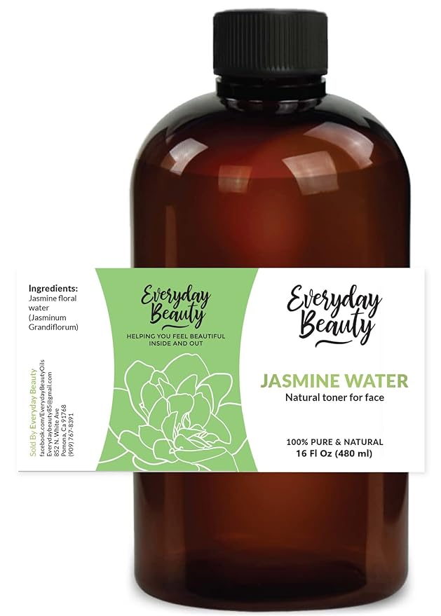 Jasmine Water Facial Toner - All Natural Hydrating Spray Mist for Face and Hair - 100% All Natural Jasmine Water Hydrosol 16oz with Fine Mist Cap