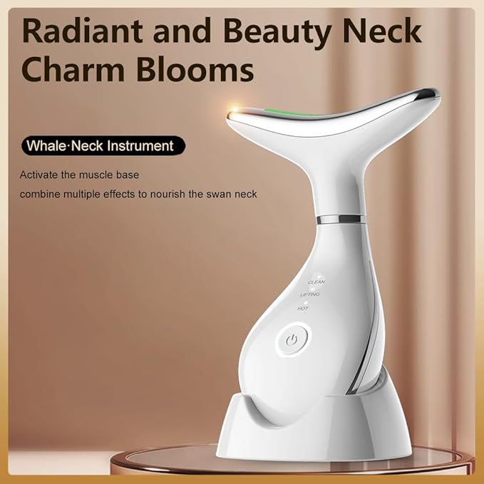 Home face and Neck Anti-Wrinkle and Anti-Aging Beauty Tool, Convenient 3-in-1 Skin Care Facial Massager, Face Shaping Tool, Vibration for Daily use at Home (White)