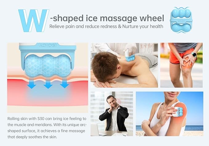 2-in-1 Face Skin Care Tool - Personal Cooling Ice Roller Massager for Eye Puffiness, Migraine, TMJ Pain Relief & Minor Injury (Pink)