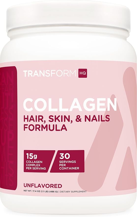 TransformHQ Beauty Collagen (30 Servings) Unflavored - Hair, Skin, & Nails Formula