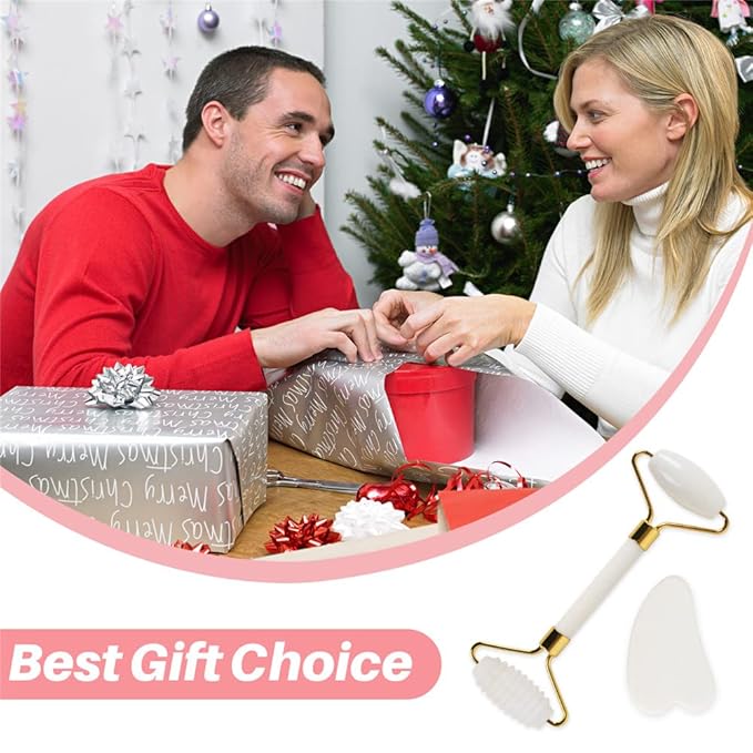 Jade Roller for Face and Gua Sha Set Face Roller,Facial Beauty Roller Skin Care Tools Massager for Face, Eyes,Forehead Neck, Body Muscle， Relaxing and Relieve Fine Lines and Wrinkles