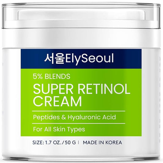 Retinol Cream for Face Korean Skincare: Anti-Aging Collagen Peptides & Hyaluronic Acid Face Cream for Women, 1.7 oz.