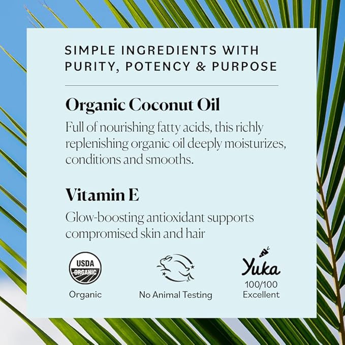 Sky Organics - Organic Coconut Oil & Vitamin E, 16.9 fl oz - Skin & Hair Ultra-Hydrating Oil - Fatty Acids & Antioxidants - Natural, Vegan & Cruelty Free - Skin Care & Hair Care w Ebook