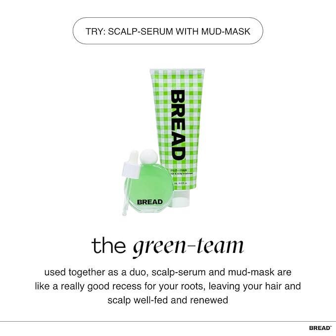 Bread Beauty Scalp Serum Cooling Greens Exfoliating Scalp Treatment | All Hair Types | Colour Safe, Silicone Free, Cruelty-Free, Vegan | 1.7 ounces