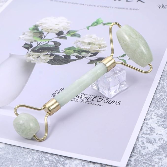 Nisstiiv Jade Roller Facial Massage Roller Gua Sha Scraping Stone Natural Skin Slimming Firming Roller Eye Neck Beauty Tool for Mother Anti Aging Wrinkles Puffiness