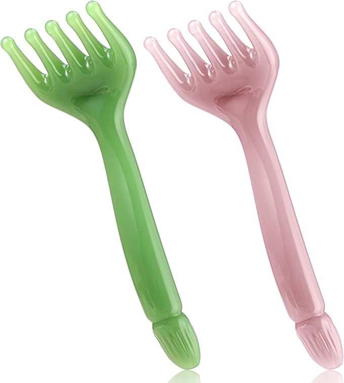 2Pcs Resin Scalp Massage Tool, Five Claw Facial Scrapper, Head Massager Scalp Comb Guasha Scraping Scalp Comb Multi-Functional Handheld Scalp Massage Tool for Neck Lymph Every Part of The Body