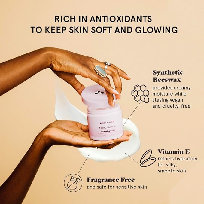 grace & stella Cleansing Balm - Travel Size Makeup Remover - Deep Cleansing & Hydrating Face Cleanser - Dissolves Waterproof Make Up, SPF & Impurities - Gentle on Skin - Vegan Skincare (41 g/ 4.3 oz)