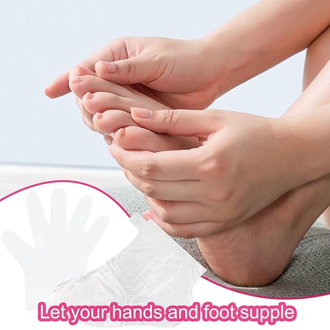 Paraffin Wax Liners for Feet and Hand, 200pcs Larger and Thicker Plastic Hand and Foot Bags, Plastic Paraffin Bath Mitt Glove and Sock Liners Paraffin Wax Mitts (paraffin gloves for hands and foot)