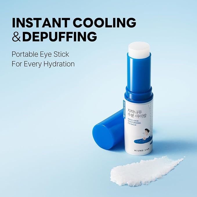 ROUND LAB Birch Juice Moisturizing Glow Eye Balm Stick 0.35 oz– Hydrating Multi Balm for Dark Circles, Puffiness | Anti Wrinkles | On the Go Anti-Aging Care | Korean Skincare