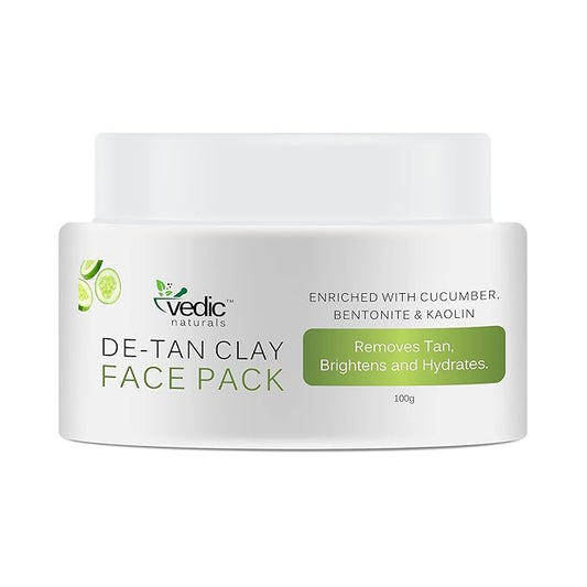 De Tan Face Pack-100g | Enriched With Cucumber Extract, Bentonite Clay & Kaolin Clay | Removes Tan, Skin Brightening & Hydrates | 100% Organic