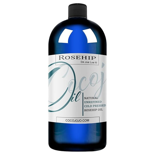 Dr Joe Lab Rosehip Oil for Face, Rosehip Oil, Pure Unrefined Cold Pressed All Natural for Hair Skin Face Body Nails - 32 Oz