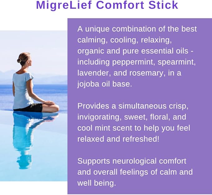 MigreLief Nutritional Support & Comfort Kit for Migraine Sufferers - MigreLief Original Daily Triple Therapy Formula, Plus MigreLief Comfort Stick Essential Oils Roll-On (10ml) - 1 Month Supply.