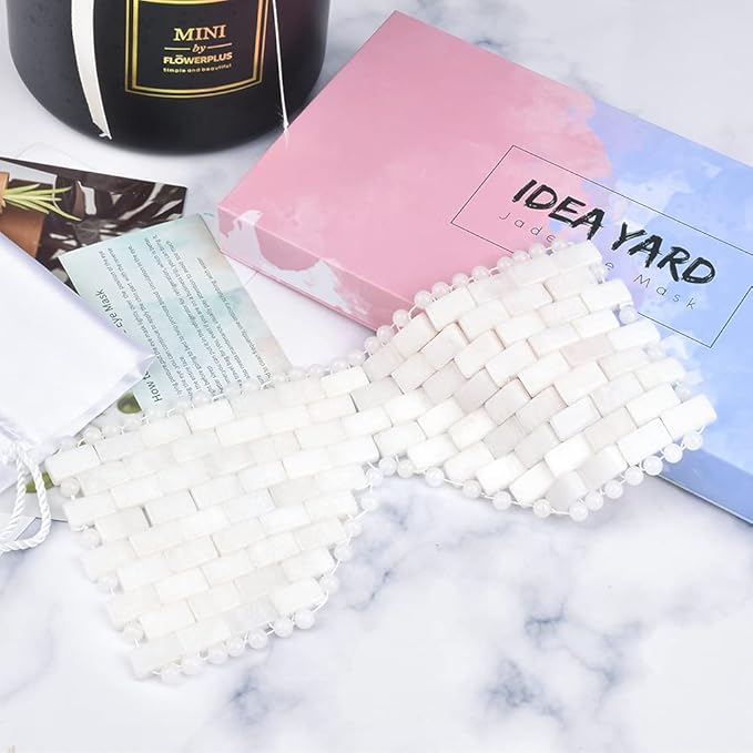 ideayard White Jade Eye Mask Cooling Jade Premium Sleep Eye Mask 100% All Natural Soothe Eye Fatigue