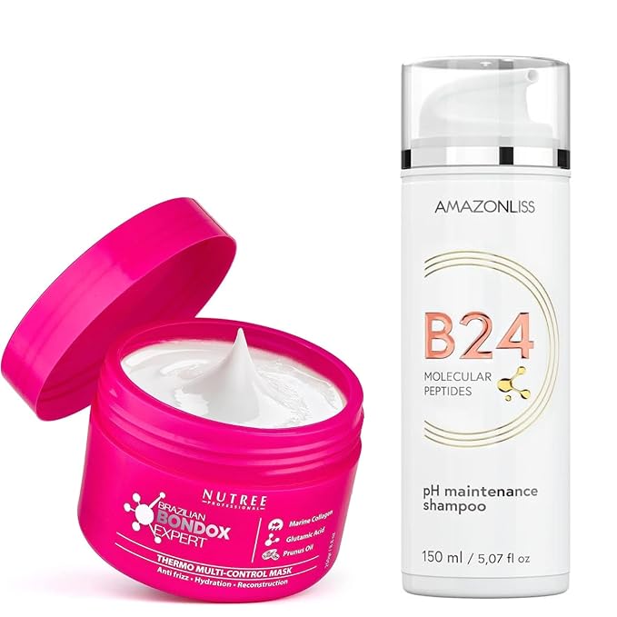 Brazilian Hair Care Set – BONDOX Repair Mask & B24 Peptide pH Maintenance Shampoo | Deep Hydration & Frizz Control | Restores & Strengthens Hair | Formaldehyde-Free & Cruelty-Free