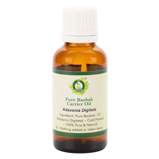 R V Essential Baobab Oil | Adansonia Digitata | for Face | for Dry Skin | for Hair, Scalp Massage, Body, Lips, Nails, Moisturizing, Unrefined | 100% Pure Natural | Cold Pressed | 5ml | 0.169oz