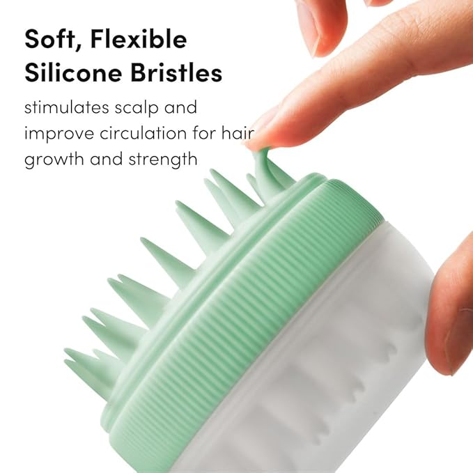 Fancii Hair Scalp Massager, Shampoo Brush for Wet & Dry Hair, Scalp Scrubber Exfoliator for Dandruff Removal & Hair Growth. Shower Head Brush for All Hair Types, Soft Silicone (Mint)