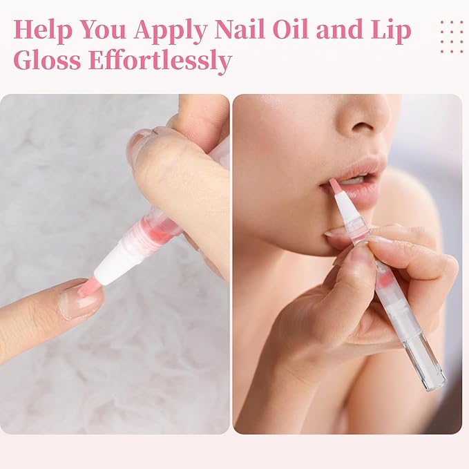 Homaisson 50 Pack 3ml Transparent Twist Pen with Stickers, Empty Cuticle Oil Pen Refillable Nail Oil Pens with Brush Tip, Empty Cosmetic Lip Gloss Tubes, Clear Eyelash Growth Liquid Containers