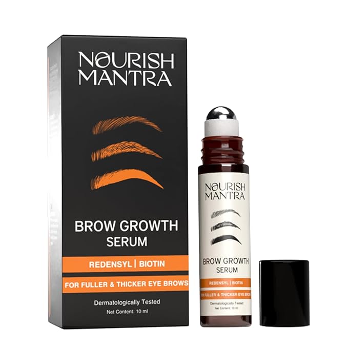Nourish Mantra Eyebrow Growth Serum | Formulated with Redensyl, Biotin, Peptides & Amino Acids | Natural Eyebrow Serum and Enhancer for Thicker Brows | Brow Enhancing Serum 10 ml
