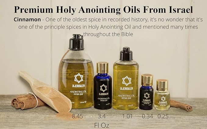 Cinammon Anointing Oil from Israel, Holy Spiritual Oils Bottles from Jerusalem Blessed, Handmade with Natural Ingredients and Blessed for Wedding Ceremony, Religious Use, 0.34 Fl Oz