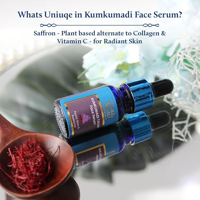 Blue Nectar Kumkumadi Face Oil for Glowing Skin with Natural Herbs (1 Fl Oz) & Kumkumadi Gentle Exfoliating Face Scrub for Tan Removal and Blackheads (1.76 Oz)