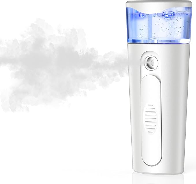 Portable Nano Face Mister, Facial Steamer, USB Rechargeable Cool Mist Sprayer, 40ml Visual Water Tank, Nano Mister for Eyelash Extensions, Facial Deep Cleaning, Makeup (White)