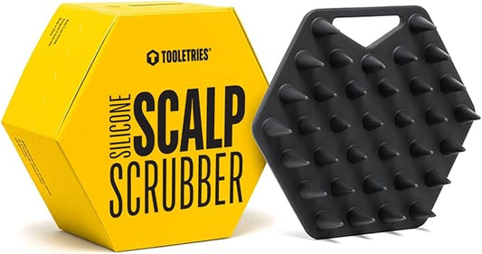 TOOLETRIES Scalp Scrubber - Silicone Exfoliating Hair Scrubber for Men, Bath & Shower Accessories - Durable Scalp Massager That Boosts Circulations & Strengthens Hair - Charcoal