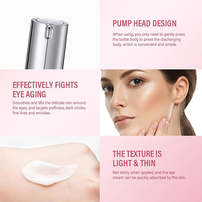 Retinol Eye Cream for Dark Circles and Puffiness, Anti Aging Under Eye Cream Reduce Wrinkles Fine Lines, with Collagen and Hyaluronic Acid,Smooth and Hydrate,Suitable for Sensitive Skin