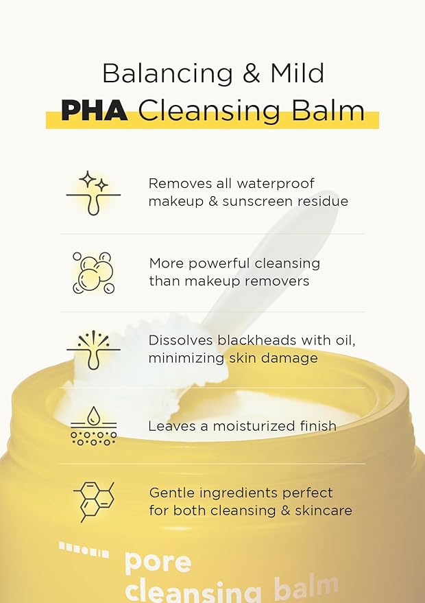 Hanskin PHA Pore Cleansing Balm, Gentle Blackhead Cleanser and Makeup Remover for Sensitive Skin [PHA/2.82 oz]