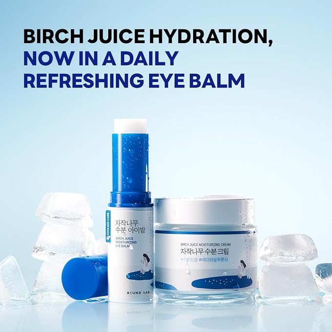 ROUND LAB Birch Juice Moisturizing Glow Eye Balm Stick 0.35 oz– Hydrating Multi Balm for Dark Circles, Puffiness | Anti Wrinkles | On the Go Anti-Aging Care | Korean Skincare