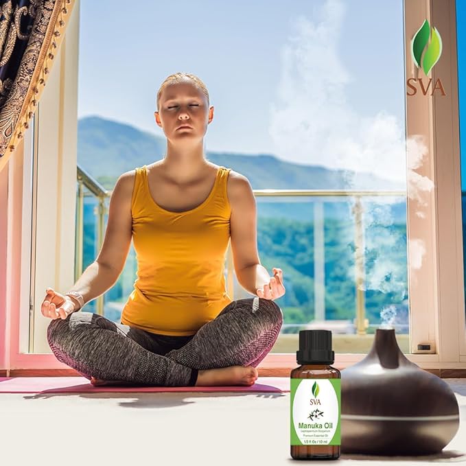 SVA Manuka Essential Oil – 1/3 Fl Oz – 100% Natural Manuka Oil - for Diffuser, Hair Care, Face, Skin Care, Aromatherapy, Scalp and Body Massage, Soap and Candle Making