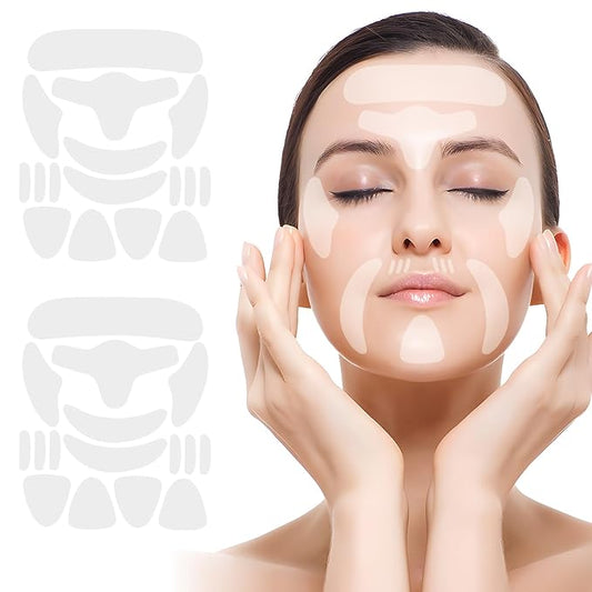 32 PCS Face Wrinkle Patches, Wrinkle Patches for Face Overnight, Silicone Face Lifting Tapes, Reduce Fine Lines Suitable for Forehead Under Eyes Cheeks Chin