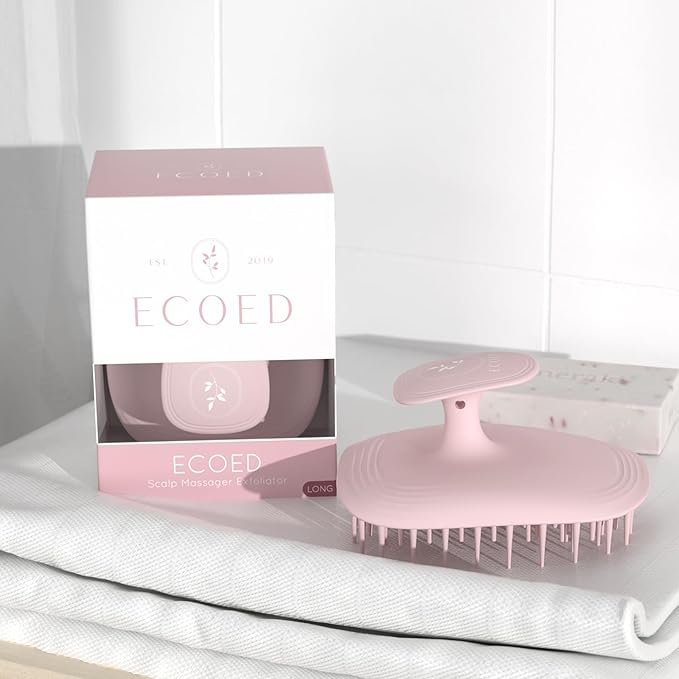 Scalp Massager Shampoo Brush, Scalp Scrubber & Exfoliator for Dandruff Removal, Wet & Dry and Detangler for Men and Women, Suitable for Short Medium Hair (Pink)