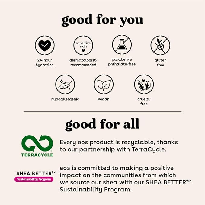 eos 24H Moisture Travel Body Lotion- Vanilla Cashmere, Travel Size Essential, Toiletries, Mini Body Lotion, 2.5 fl oz