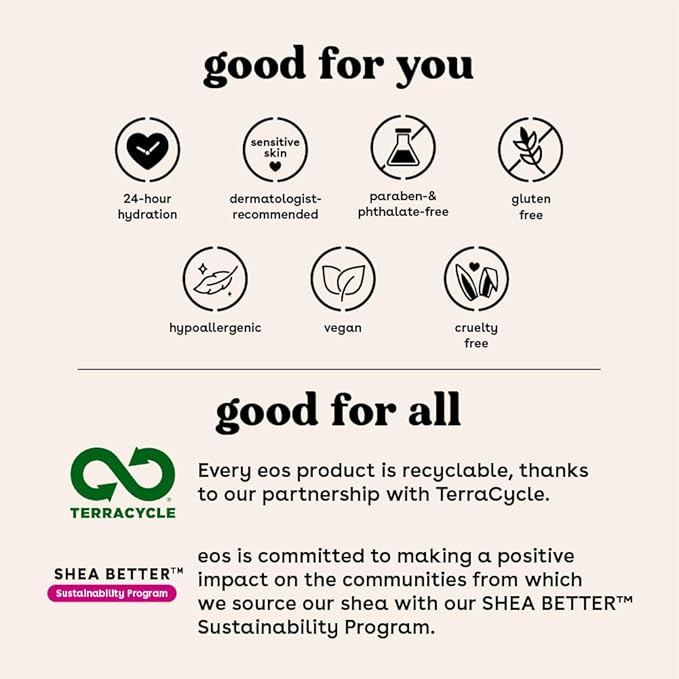 eos Shea Better Body Lotion- Coconut Waters, 24-Hour Moisture Skin Care, Lightweight & Non-Greasy, Made with Natural Shea, Vegan, 16 fl oz