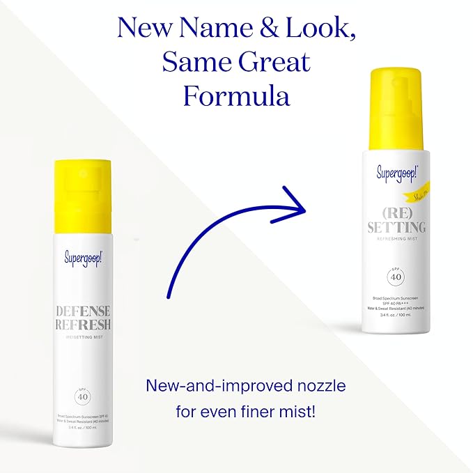 Supergoop! (Re)setting Refreshing Mist, 1 fl oz - SPF 40 PA+++ Facial Mist - Sets Makeup, Refreshes UV Protection & Helps Filter Pollution - Light, Natural Scent