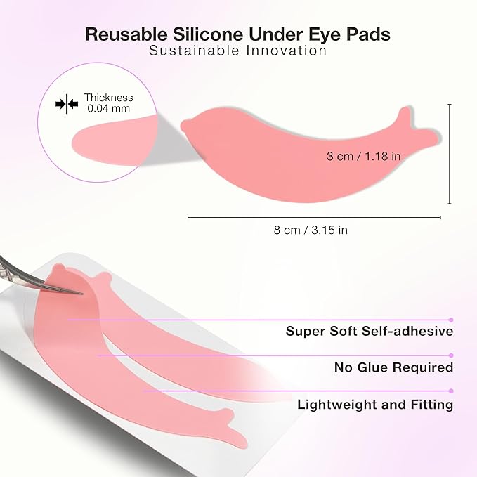 Curacoro Reusable Eye Pads, Silicone Under Eye Patches Lash Lift Cover Eyelash Extension | Soft Pads for Sensitive Skin during Eyelash Perm Lamination & Lash Extensions Remover (Black, Style 4)
