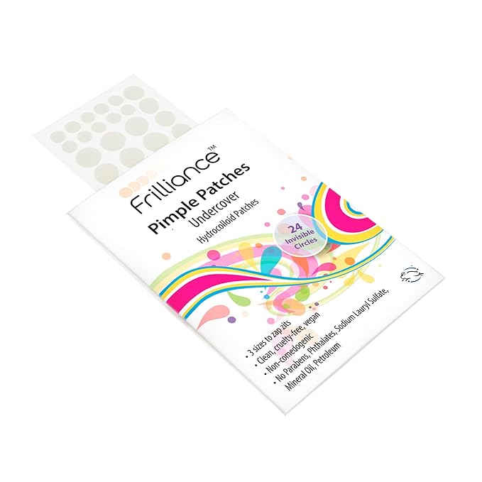 Frilliance Invisible Clear Circle Hydrocolloid Acne Pimple Patches for Zits and Blemishes (24 Count, 3 Sizes) Spot Treatment Stickers for Face & Skin, Vegan and Cruelty Free