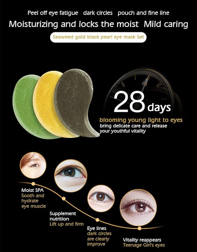 Senana MarinaUnder Eye Masks, Eye Lines And Moisturizing Eye Patches, Moisturizing, Nourishing, Improving Eye Bags, Dark Eye Circles, Under Eye Gel Pads with Collagen Hyaluronic Acid (60 Pieces) (PEARL MOISTURIZING Collagen)