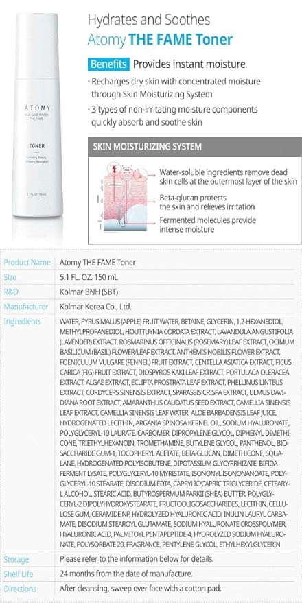 The Fame Skin Care System 1 SET including 5 kinds of skincare - Lotion, Toner, Essence, Eye Cream, Nutrition Cream | Korean Cosmetics | Unfading Beauty & Reputation | Strengthen Skin
