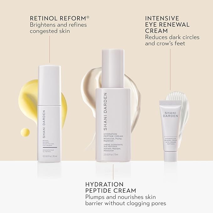 SHANI DARDEN SKIN CARE Skin Renewal Trio, Includes Hydration Peptide Cream, Retinol Reform & Deluxe Intensive Eye Cream, Limited Edition 3-Piece Set
