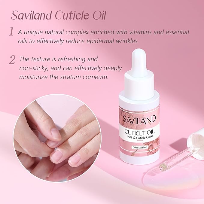 SAVILAND Cuticle Remover and Cuticle Oil Kit – Nail Care Kit with Cuticle Remover Liquid & 1.01 oz Cuticle Oil Cuticle Trimmer for Cuticle Softener & Moisturize Manicure Kit for Home Use