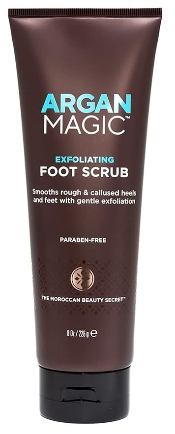 Argan Magic Exfoliating Foot Scrub for Rough & Calloused Feet and Heels - Smooths and Softens Dry Feet | Removes Dead Skin | With Argan Oil & Pumice | Paraben Free (8 oz)