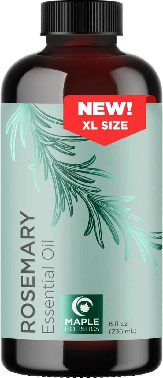 Pure Rosemary Essential Oil Bulk Size - Undiluted Rosemary Oil for Hair Skin and Nails and Refreshing Aromatherapy Oil for Diffusers - Cleansing Rosemary Essential Oil for Dry Scalp Care 8oz