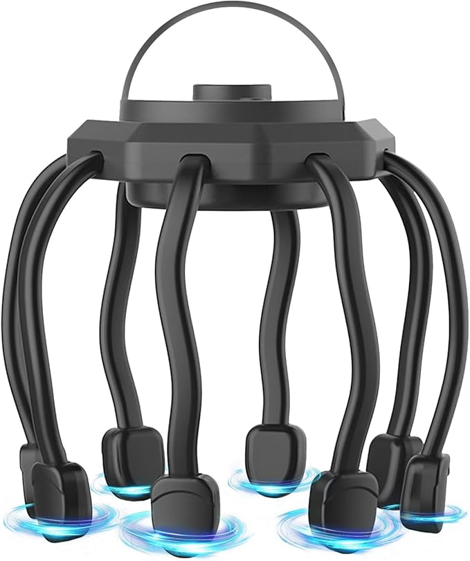 Electric Scalp Massager, Head Massager Scalp Stress Relax, Kneading Hair Massage with 3 Modes, 360 Degree Hair Massager, Cordless Portable Head Scratcher for Stress Relax