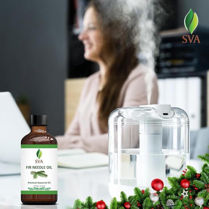 SVA Fir Needle Essential Oil – 4 Fl Oz – 100% Natural Fir Needle Oil - for Diffuser, Hair Care, Face, Skin Care, Aromatherapy, Scalp and Body Massage, Soap and Candle Making – with Dropper