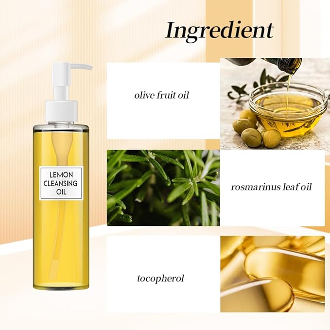 ENVISHA Lemon Deep Cleansing Oil, Oil Cleanser for Face, All Naturally Makeup Remover, Cleanses without Clogging Pores, All Skin Types, 7 FL.OZ