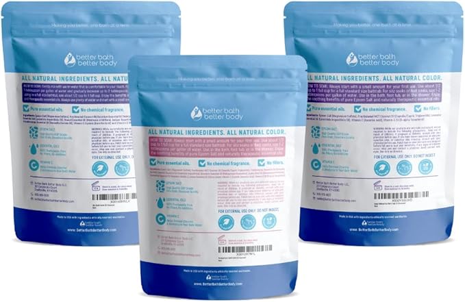 Postpartum Bath Bundle (3 Pack of 2 Lbs Total 6 Lbs with Scoop) Soothing Soaks with Sitz Salt and Deep Relaxation Bath Salt with Natural Pure Essential Oils in BPA Free Pouch Made in USA
